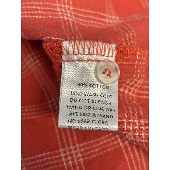 Easel Linen Blend Tunic Dress Orange Plaid Large - Picture 6 of 7